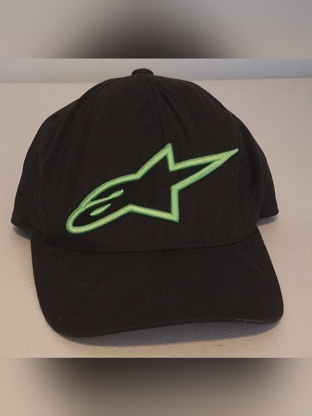 Alpinestars Black Hat with Lime Green Star Emblem